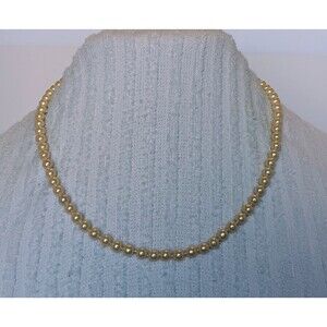 Vintage 6.5 mm Glass Pearl Necklace Knotted Silvertone Box Clasp 20 in